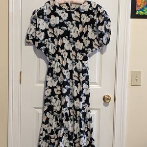 Charles Allison Women's Black & White Tropical Print Maxi Dress Size 13/14.